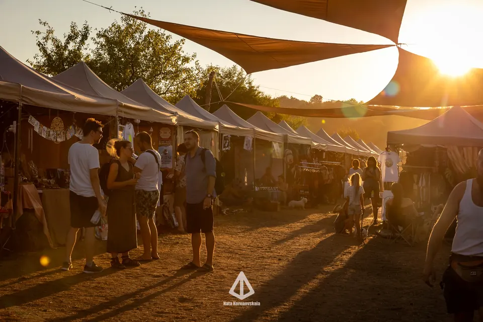 The Bazaar stands at sunset