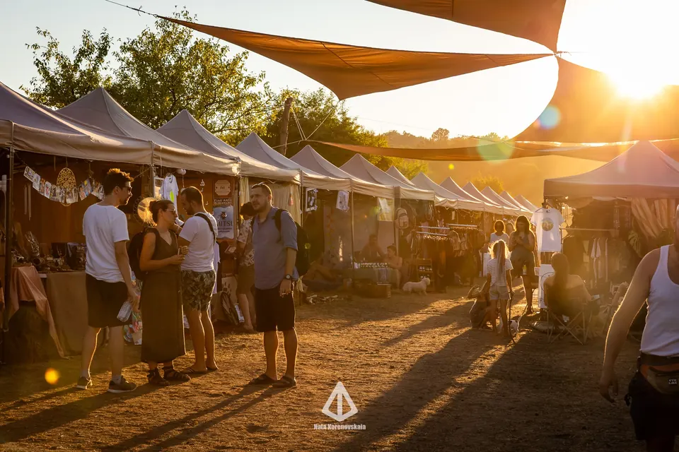 Bazaar stalls in the late afternoon sun