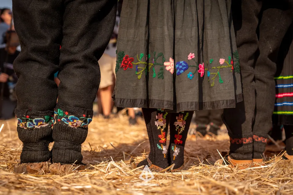 Detail of an embroidered folk skirt