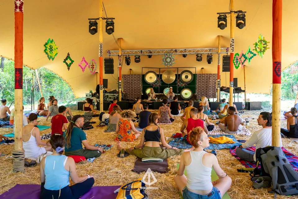 A sound session in the healing tent