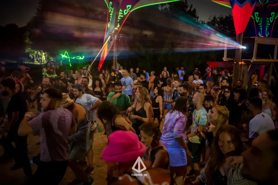 A laser show over the crowd