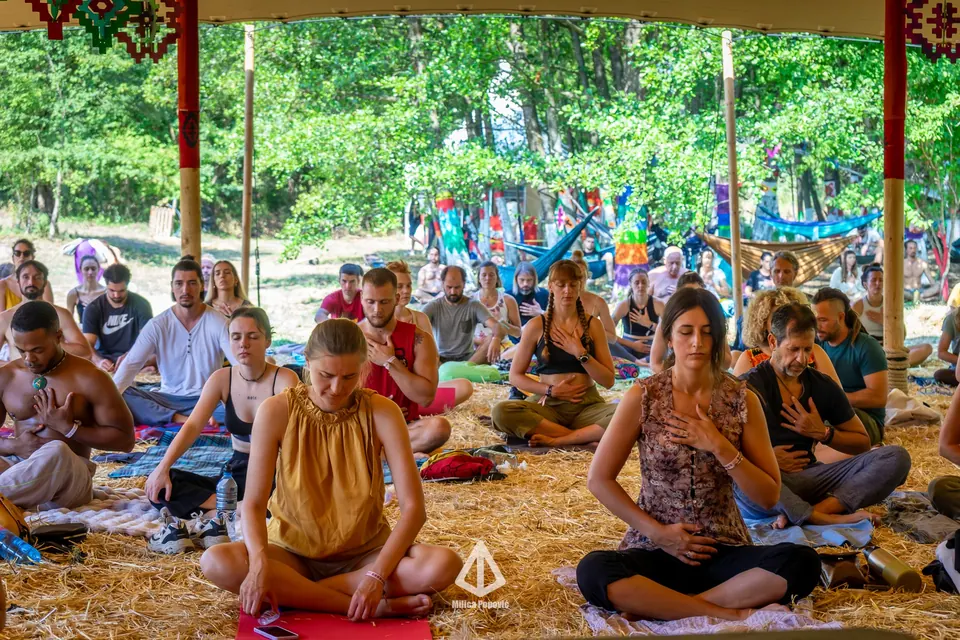 Meditation in the healing tent