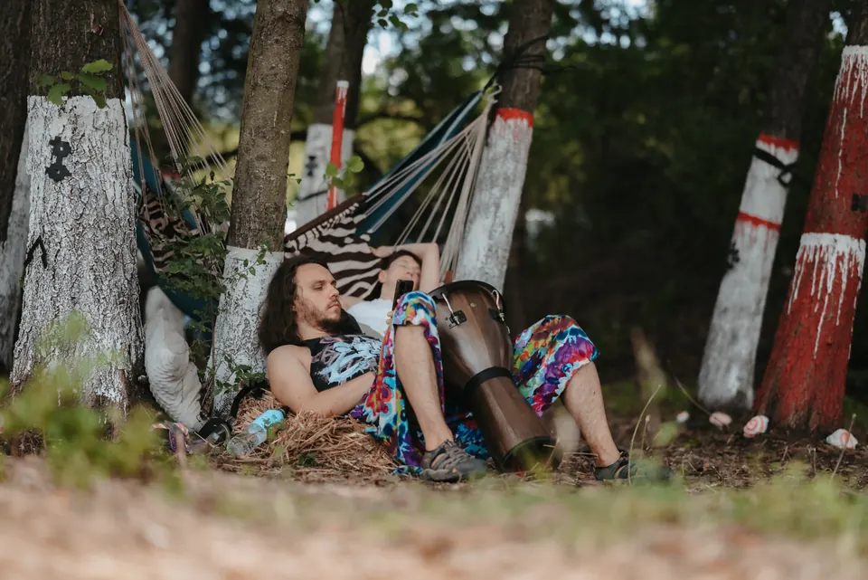 Resting in a hammock