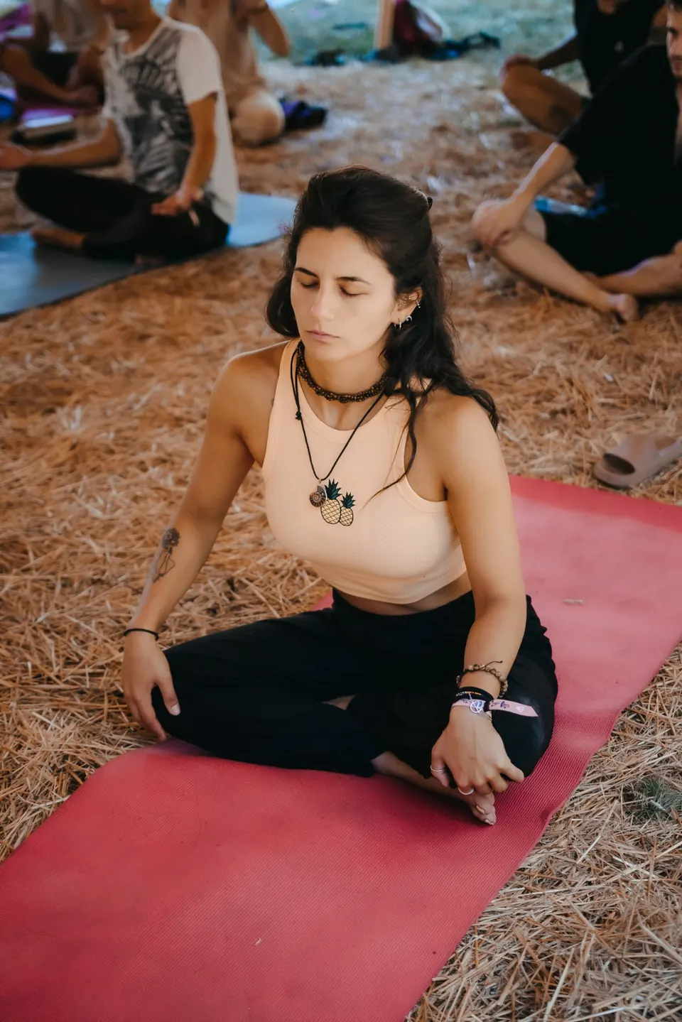 Yoga practice on a mat