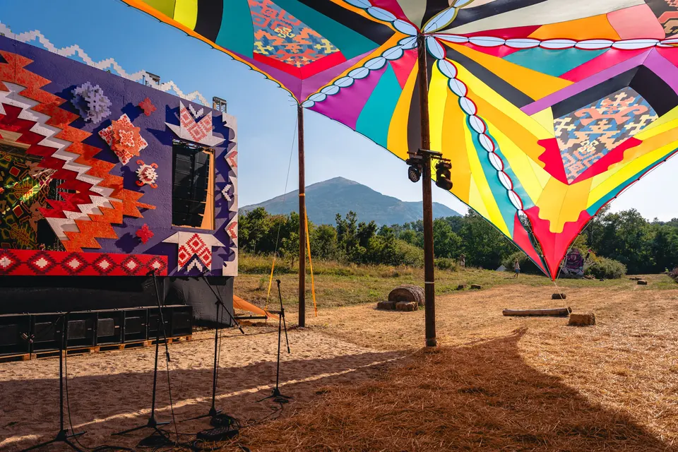 The KOLO stage and canopy before the opening, Rtanj behind