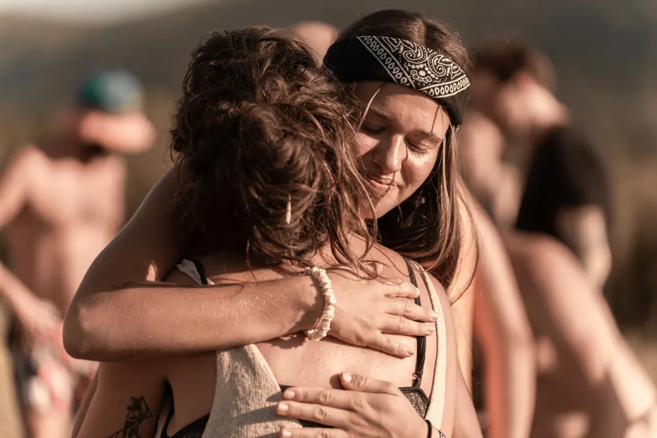 A warm embrace at a workshop